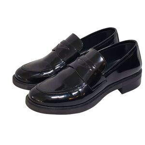 Steve Madden Leedan Penny Loafers Size 9M Womens Black Patent Leather Preppy